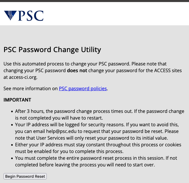 Password Reset Page